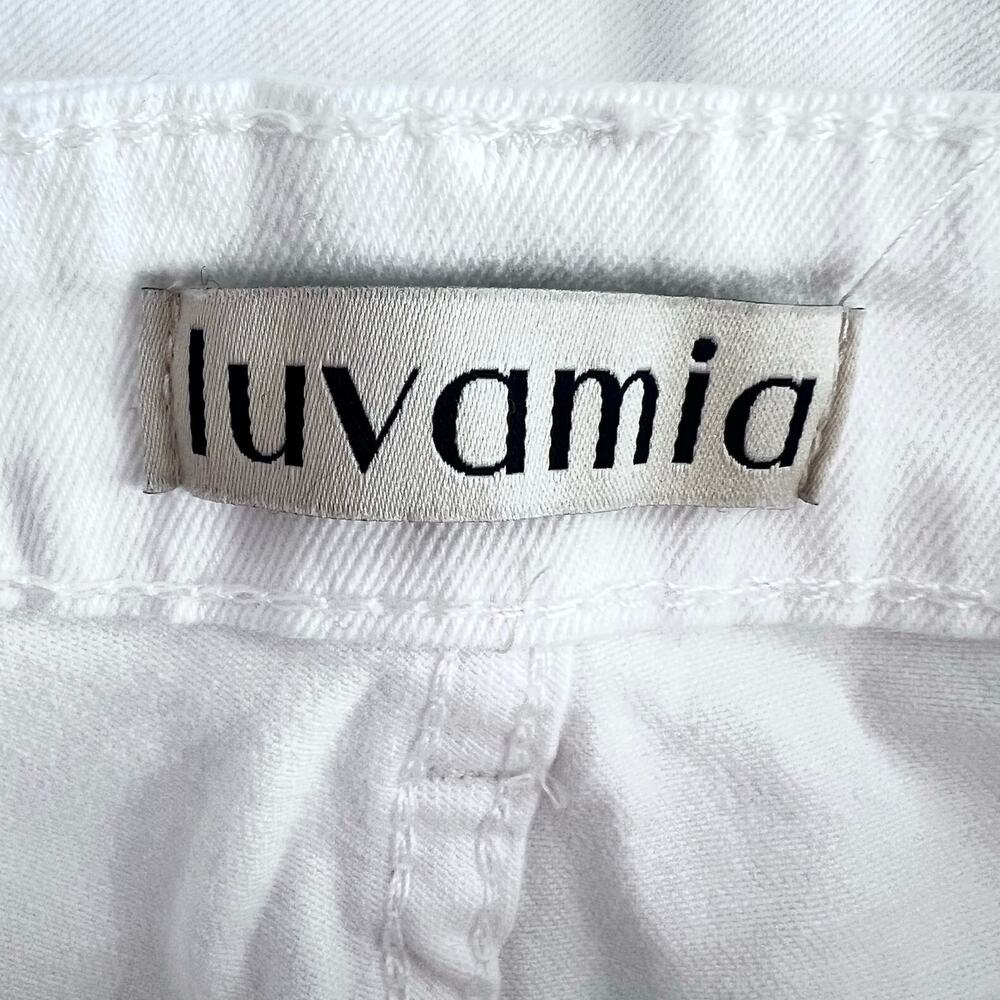 WOMENS WIDE LEG CROPPED JEANS HIGH WAISTED FRONT AND BACK POCKETS WHITE SIZE S - Picture 10 of 12